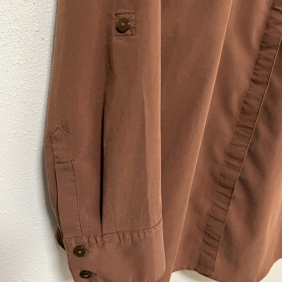 Chico's chocolate brown blouse size 2 (regular size 12) excellent, pre-owned - Picture 5 of 11